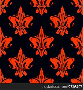 Vintage floral french seamless pattern with orange lilies ornament on blue background. Vintage floral french seamless pattern