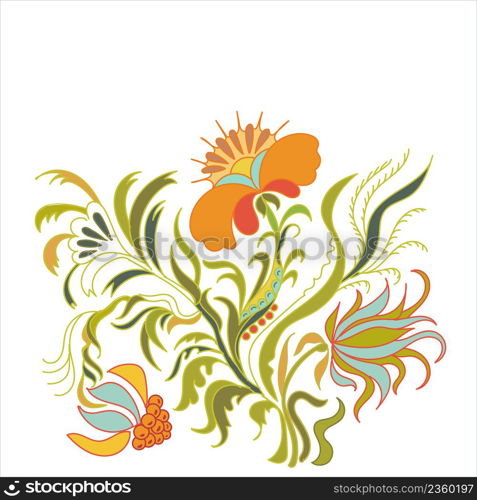 Vintage floral illustration. Floral pattern with vintage flowers. Foral ornament art