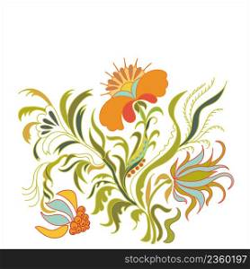 Vintage floral illustration. Floral pattern with vintage flowers. Foral ornament art