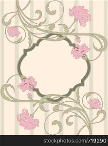 Vintage floral invitation card with place for text