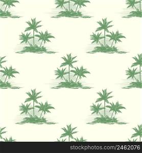 Vintage floral or summer seamless pattern with palm trees. Exotic tropical, landscape rest, silhouette island, vector illustration. Vintage floral or summer seamless pattern with palm trees