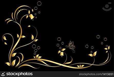 Vintage floral ornament, Hand drawn decorative element, vector illustration of floral element isolated on white background, design for page decoration cards, wedding, banner, frames