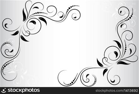 Vintage floral ornament, Hand drawn decorative element, vector illustration of floral element isolated on white background, design for page decoration cards, wedding, banner, frames