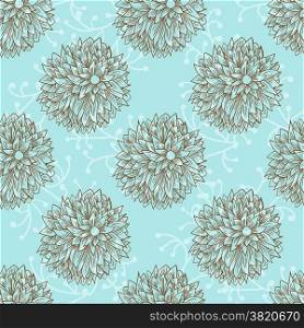 Vintage floral pattern in pastel colors. Hand drawn chrysanthemums flowers.Vector illustration for design of gift packs, wrap, patterns fabric, wallpaper, web sites and other.