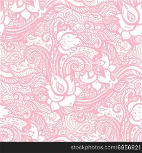 Vintage floral pink background. Beautiful Elegant Ethnic Hand Drawn vintage wallpaper. Seamless pattern with abstract flowers. Vintage Seamless pattern with abstract flowers. Vintage Seamless pattern with abstract flowers