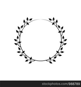 Vintage floral round frames. Black decorative circular ivy wreath. Vector illustration