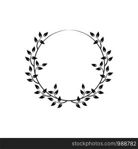 Vintage floral round frames. Black decorative ivy wreath. Vector illustration
