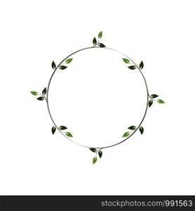 Vintage floral round frames. Green decorative circular ivy wreath. Vector illustration