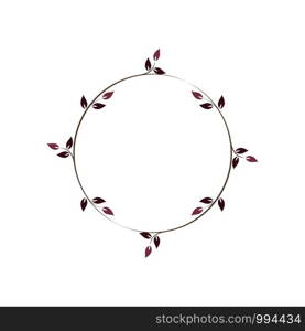 Vintage floral round frames. Pink decorative circular ivy wreath. Vector illustration