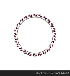 Vintage floral round frames. Pink decorative circular ivy wreath. Vector illustration