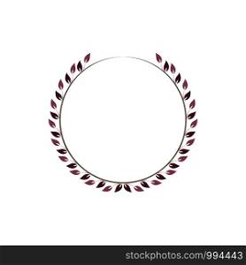 Vintage floral round frames. Pink decorative circular ivy wreath. Vector illustration