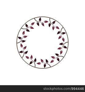 Vintage floral round frames. Pink decorative circular ivy wreath. Vector illustration