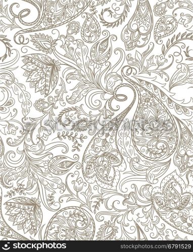 Vintage floral seamless paisley pattern. Traditional persian pickles ornament. Fabric, textile, wrapping paper, card background, wallpaper template.