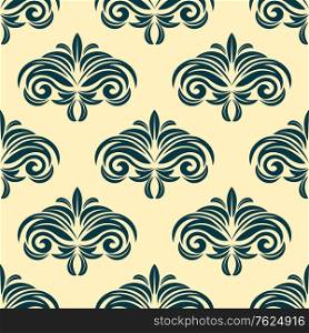 Vintage floral seamless pattern background with dainty green flowers on beige backdrop
