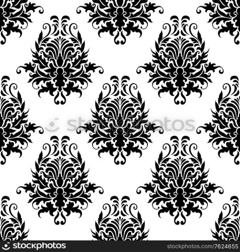 Vintage floral seamless pattern with elegance black flowers for fabric and textile design