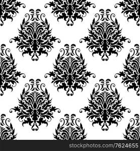 Vintage floral seamless pattern with elegance black flowers for fabric and textile design
