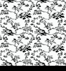 Vintage floral seamless pattern with hand drawn poppies black and white background vector