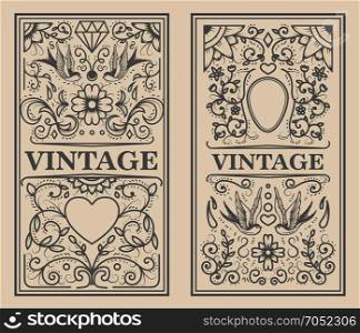 Vintage flourish frames. Design element for card, banner, flyer. Vector illustration