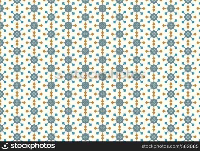 Vintage flower and arrow shape pattern on light yellow background. Classic bloom seamless pattern style for old design
