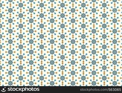 Vintage flower and arrow shape pattern on light yellow background. Classic bloom seamless pattern style for old design