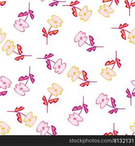 Vintage flower seamless pattern. Stylized elegant botanical background. Retro floral wallpaper. Simple style. Design for fabric, textile, wrapping, cover. Vector illustration. Vintage flower seamless pattern. Stylized elegant botanical illustration.