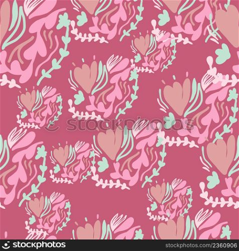 Vintage flowers and leaves seamless pattern. Retro floral endless wallpaper. Cute backdrop. Design for fabric, textile print, surface, wrapping, cover, greeting card. Vector illustration. Vintage flowers and leaves seamless pattern.