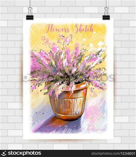Vintage Flowers Composition. Decorative flowers background.. Flowers Colors Composition. Decorative flowers background. Vector illustration.