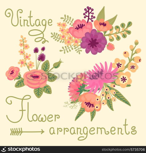 Vintage flowers. Cute flower for design. Vector illustration.