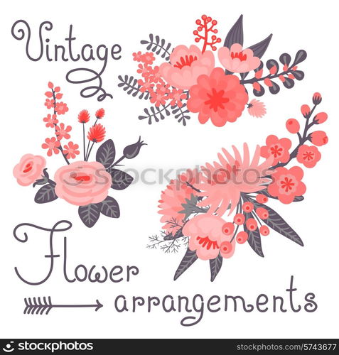 Vintage flowers. Cute flower for design. Vector illustration.