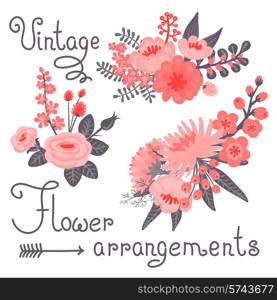 Vintage flowers. Cute flower for design. Vector illustration.