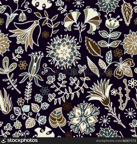 Vintage flowers seamless background in provence style