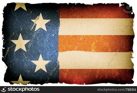 Vintage Fourth Of July Poster. Illustration of american flag poster, with red stripes and stars, retro and vintage design, grunge textures for USA national holidays