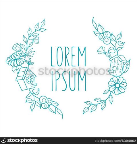 Vintage frame. A floral wreath. Hand drawn. Vector illustration. Delicate spring flowers. Suitable for decoration of wedding invitations, greetings, birthday, Valentine&rsquo;s Day, mother&rsquo;s day.
