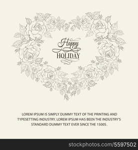 Vintage frame from flowers roses. Vector illustration