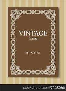 Vintage frame retro style with ornamental graphic decorative elements vector illustration frame grey color isolated on beige background cover design. Vintage Frame Retro Style Ornamental Graphic Decor