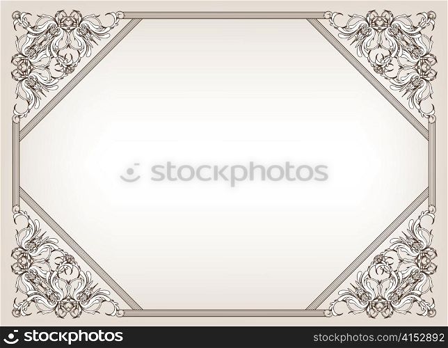 vintage frame with beautiful floral elements and lines