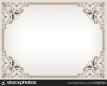 vintage frame with beautiful floral elements and lines