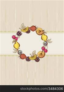 vintage frame with berries and fruits
