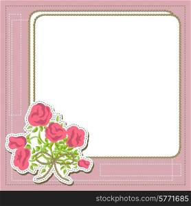 Vintage frame with flowers, vector retro background.