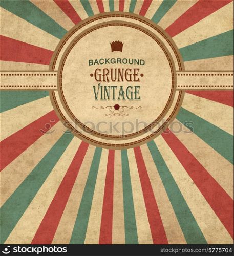 Vintage Frame With Grunge Radiant Background And Title Inscription