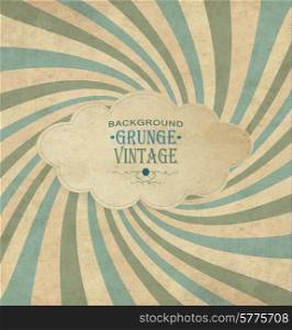 Vintage Frame With Grunge Radiant Background And Title Inscription