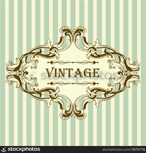 Vintage Frame With Retro Ornament Elements in Antique Rococo Style. Elegant Decorative Design. Vector Illustration.