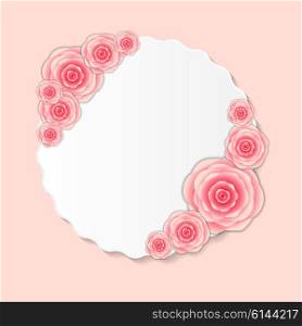 Vintage Frame with Rose Flowers Vector Illustration. EPS10. Vintage Frame with Rose Flowers Vector Illustration