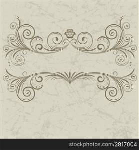 Vintage frame with swirl on a beige background