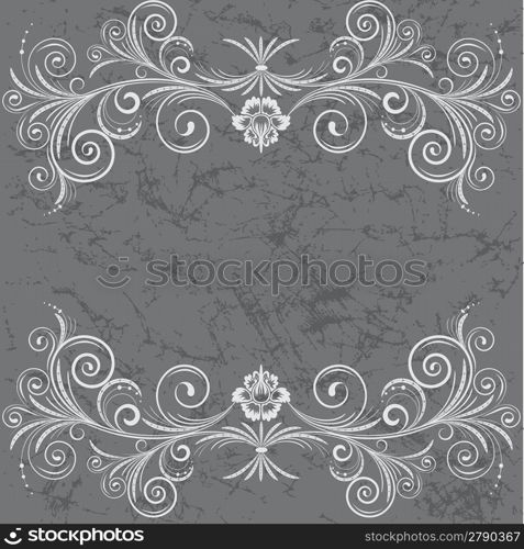 Vintage frame with swirl on a grey background