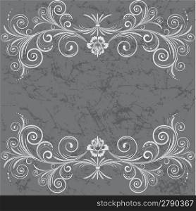 Vintage frame with swirl on a grey background