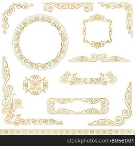 Vintage gold decorative frames design element set