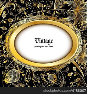 vintage gold floral background vector illustration