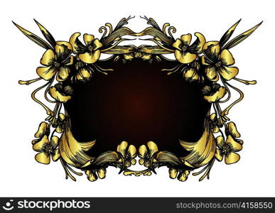 vintage gold floral frame vector illustration