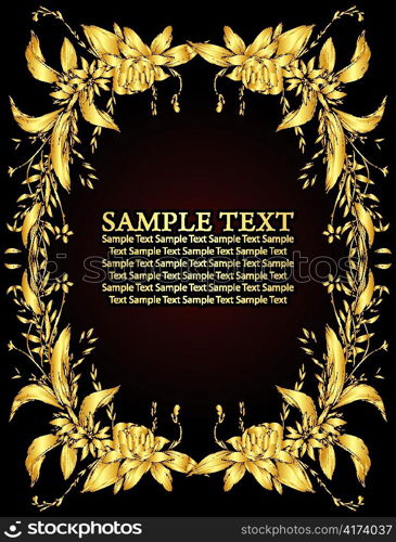 vintage gold floral frame vector illustration